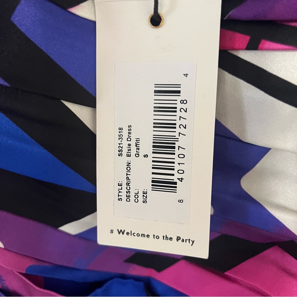 NWT Retrofete Elsie silk pleated mini dress in Graffiti spaghetti strap small - Picture 15 of 15
